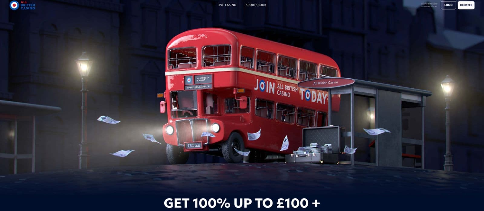 All British Casino landing page with the caisno bonus welcome offer