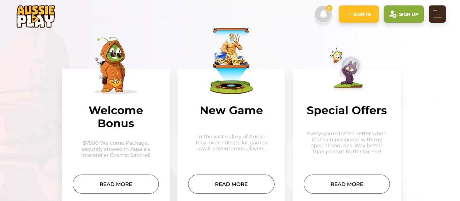 AussiePlay Casino's promotions page featuring the welcome bonus, reload offers and special crypto bonus offer