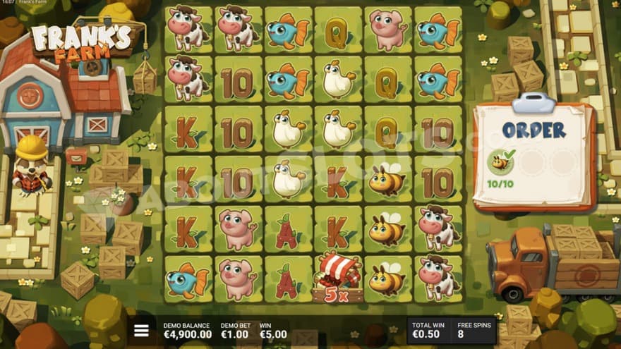Order Rush Bonus Game with a list to the right.