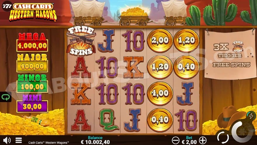 A casino slot with a Wild West theme.