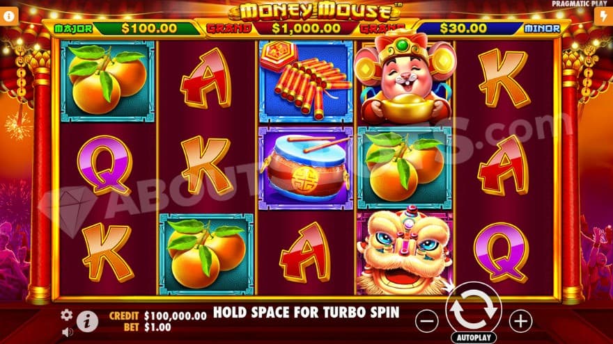 Base game where you can see the money mouse on the fourth reel.