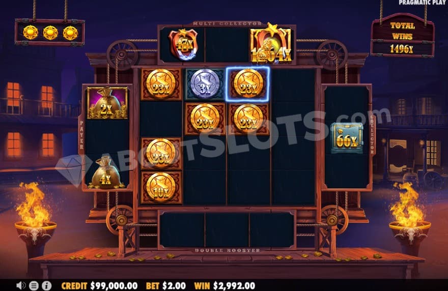 Free spins bonus game with special symbols on the side.