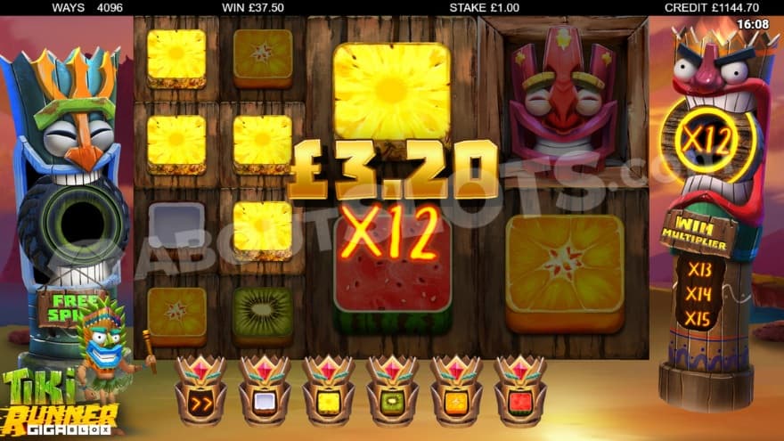 Free Spins feature with a 12X win multiplier to the right.