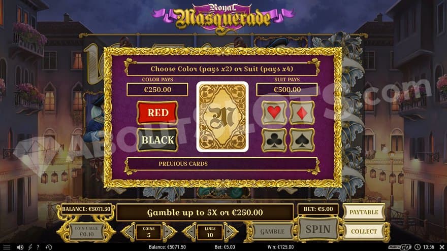 A playing card turned up-side-down and the option to choose either it's color or suit.