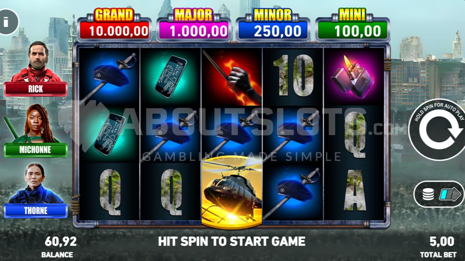 Jackpot above the reels