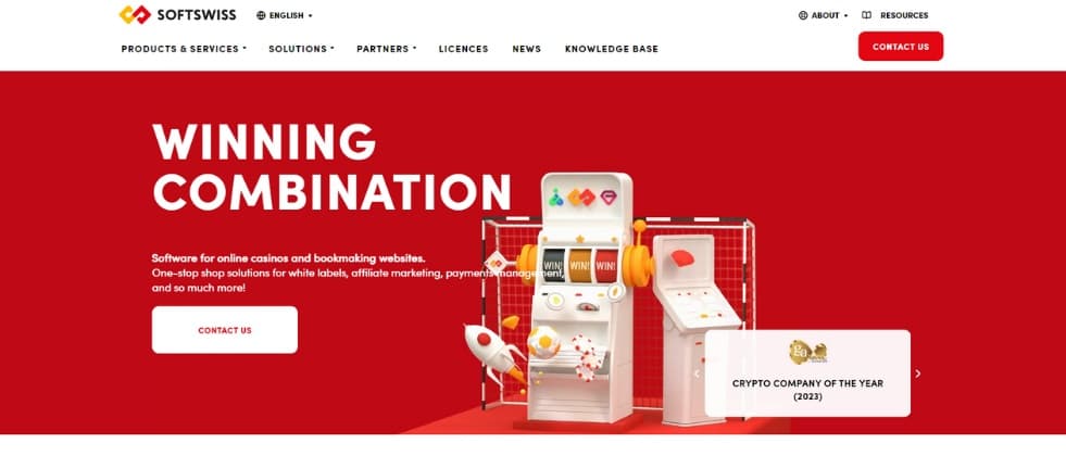An image of Softswiss homepage