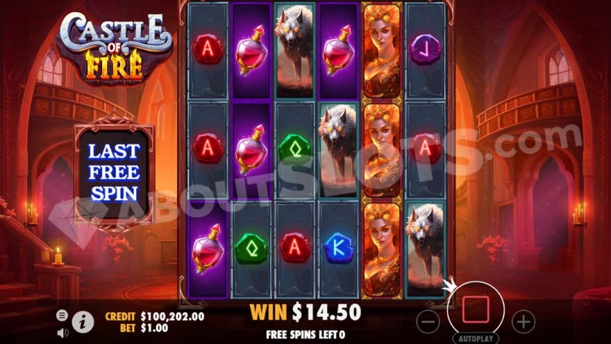 Free Spins feature where the last free spin is performed.