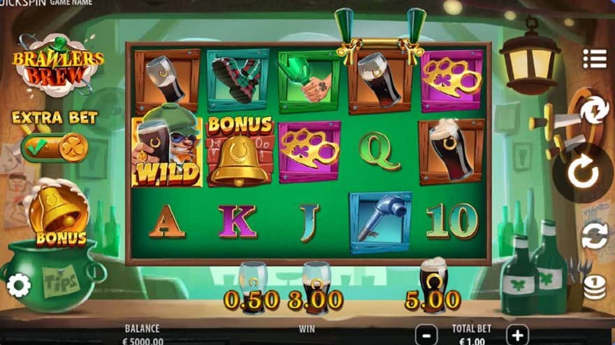 Base game where Bonus Buy and Extra Bet options are presented on the left side of the reels.