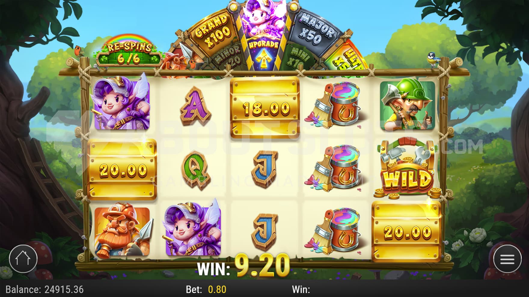 Re-Spins with Fairy Mary in progress, awarding golden frames that transform into cash prizes.