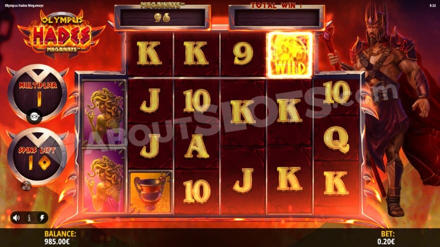 Bonus game with 1X multiplier and 10 free spins left.