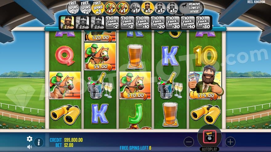 Free Spins with a trail above the reels. 