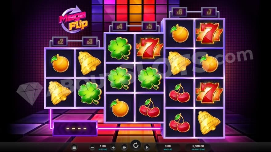 Base game with multipliers above each reel.