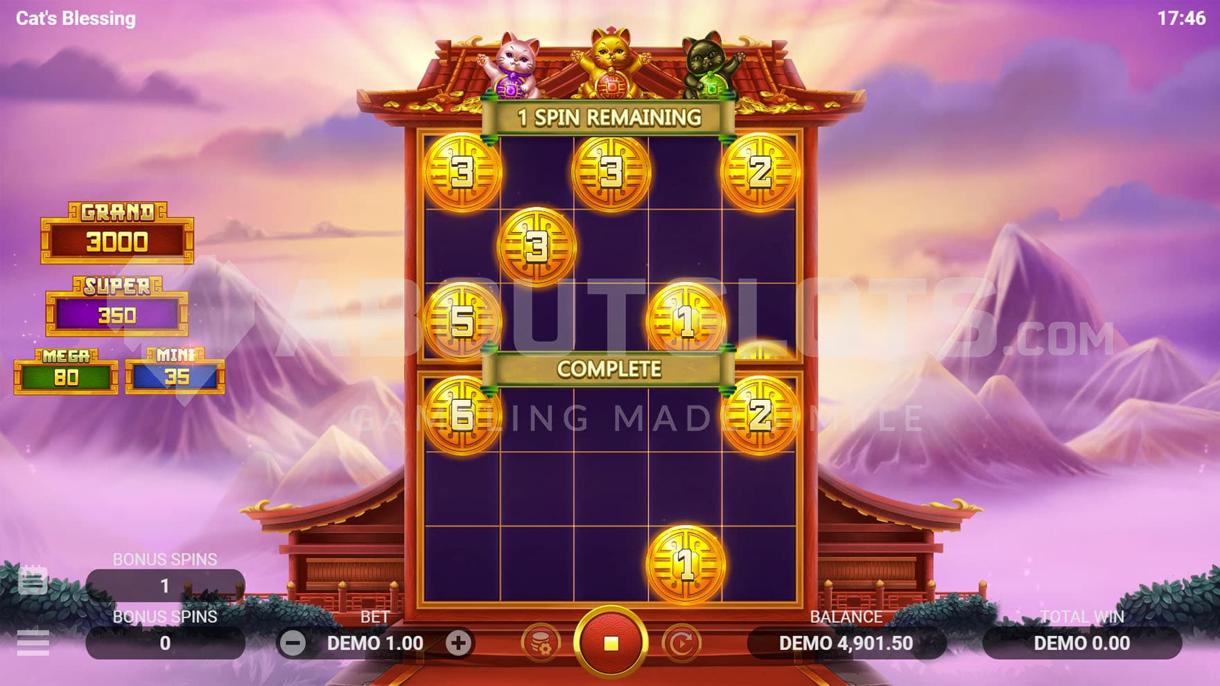 Bonus Game in progress with all three boosters active.