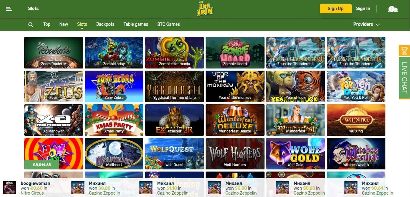 jetspin casino slots
