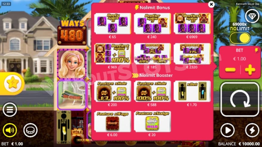 Feature Buy options being presented with eleven options to choose from.