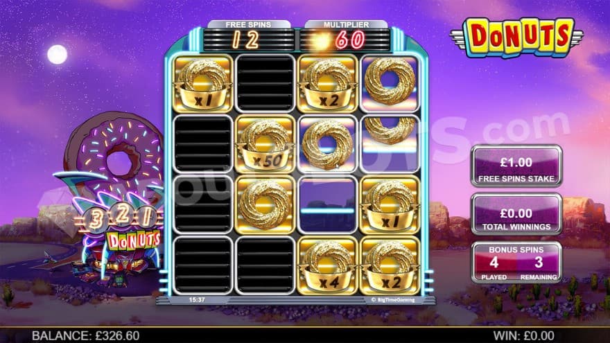 Bonus round feature which currently have given 12 free spins and a 60X multiplier.