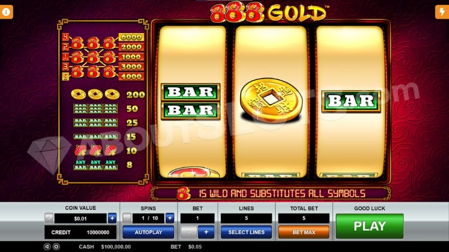 Base game where you can see a paytable for the symbols on the left.