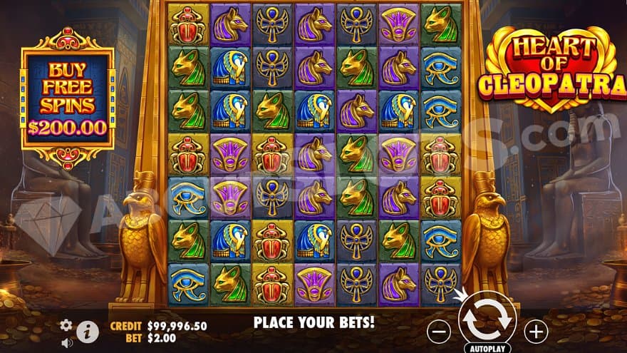 A casino slot with an Egyptian theme. 