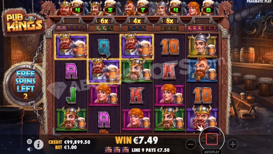 Free Spins feature with multipliers on the reels 2, 3, and 4.