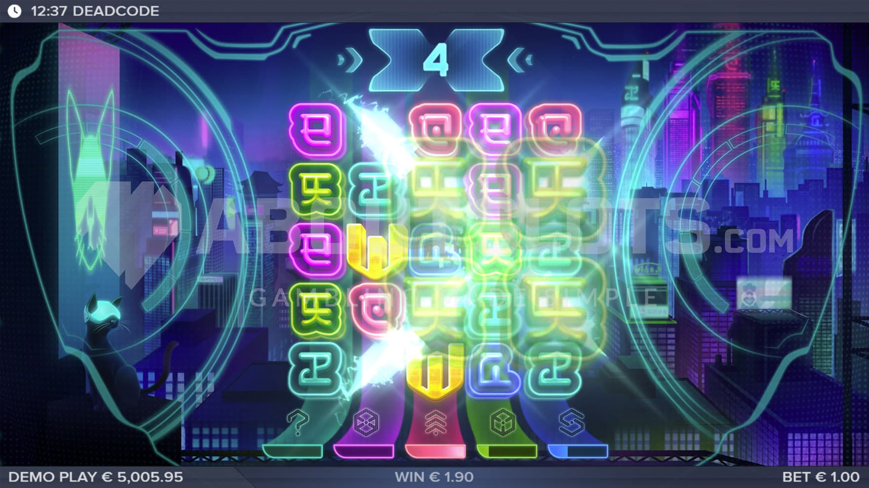 Mystery X Subroutine Feature triggered in the base game, transforming symbols in an X pattern.