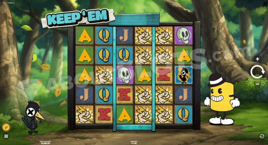 Base game with Canny the Can to the right of the reels.