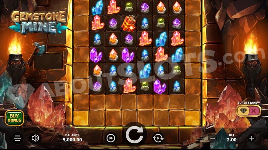 A casino slot with gems on the reels. 