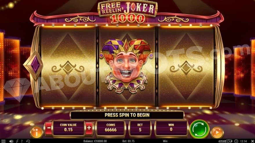 A casino slot with 3 reels and 1 row, showing a Joker on the middle reel.
