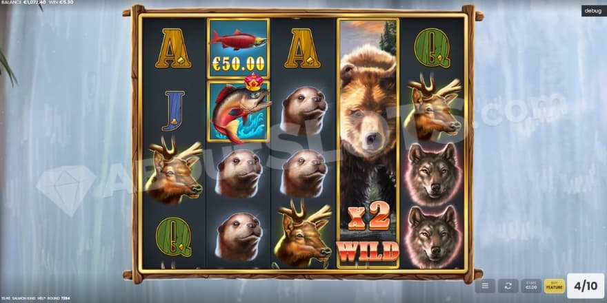 An image including the Salmon King Symbol increasing the multiplier value