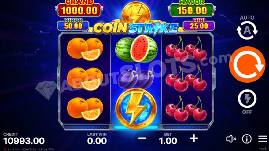 A strike bonus symbol on the middle reel.