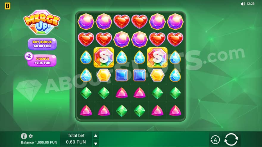Base game where you can see gemstone symbols on the reels.