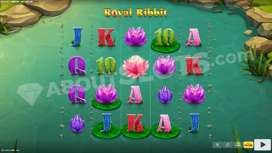 Base game where you can see lily pads on the reels.