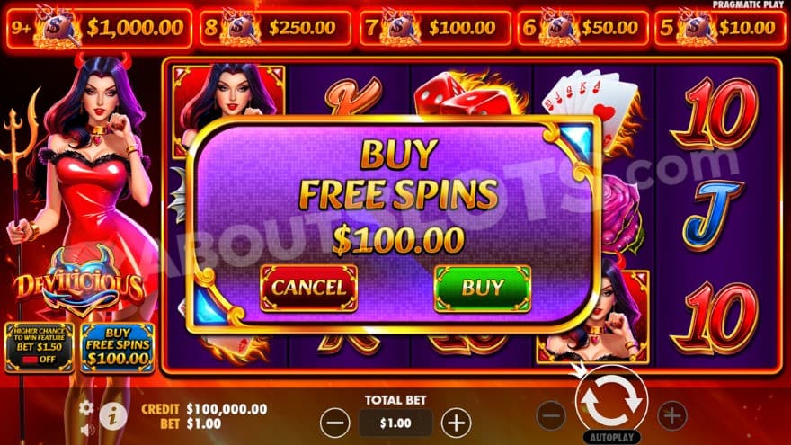 Bonus buy feature with one option to choose from.