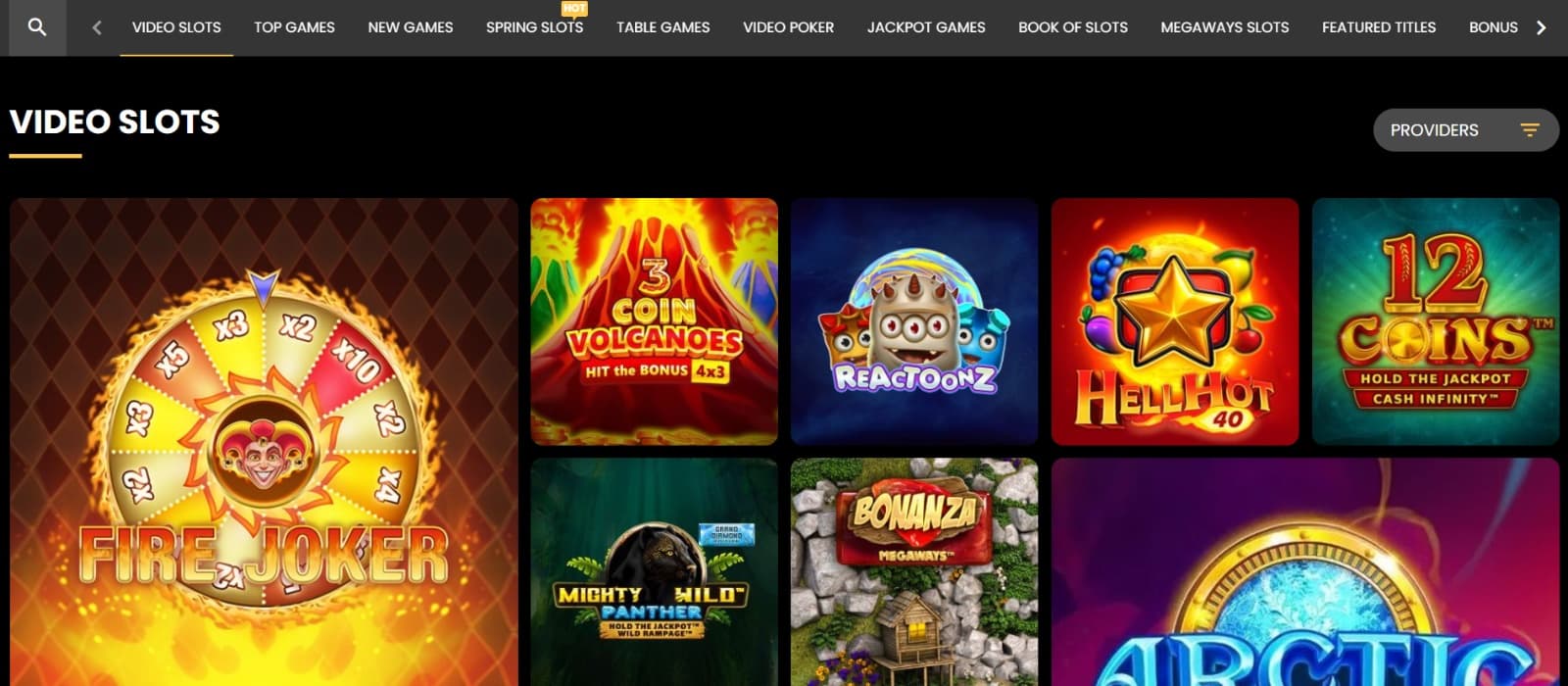 EmirBet Casino games page with Fire Joker slot game under Video Slots category