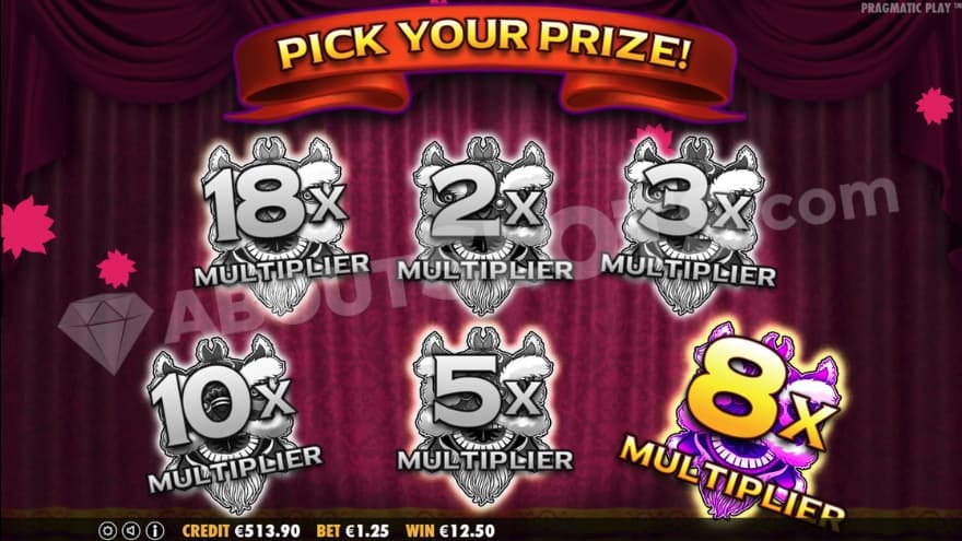 An image of the Multiplier Picker in the Free Spins feature