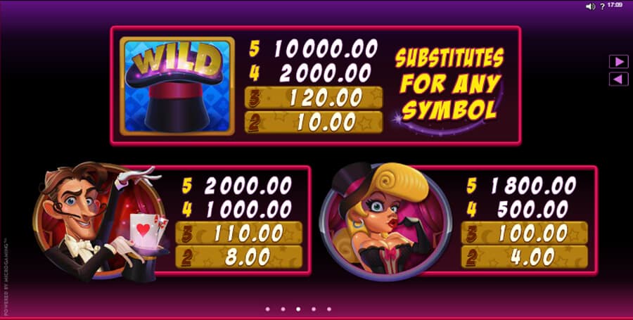 Rabbit in the Hat slot paytable