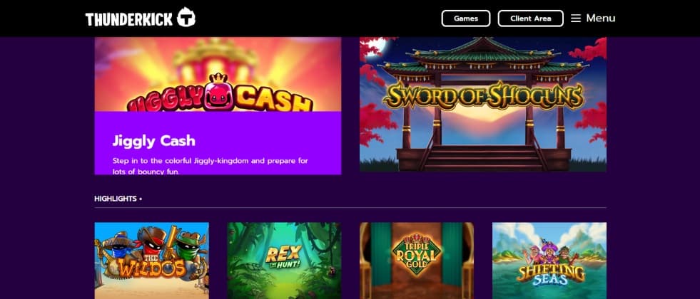 A screenshot from Thunderkick's website, showcashing some of their games