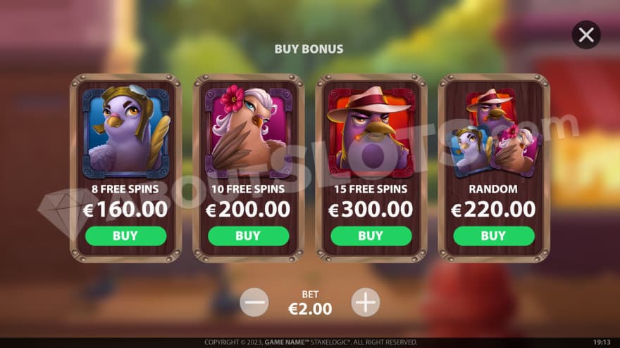 A screenshot of the bonus buy options