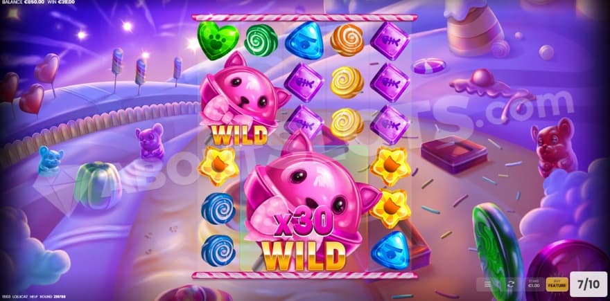 An image of the Free Spins view with Colossal Wild symbols