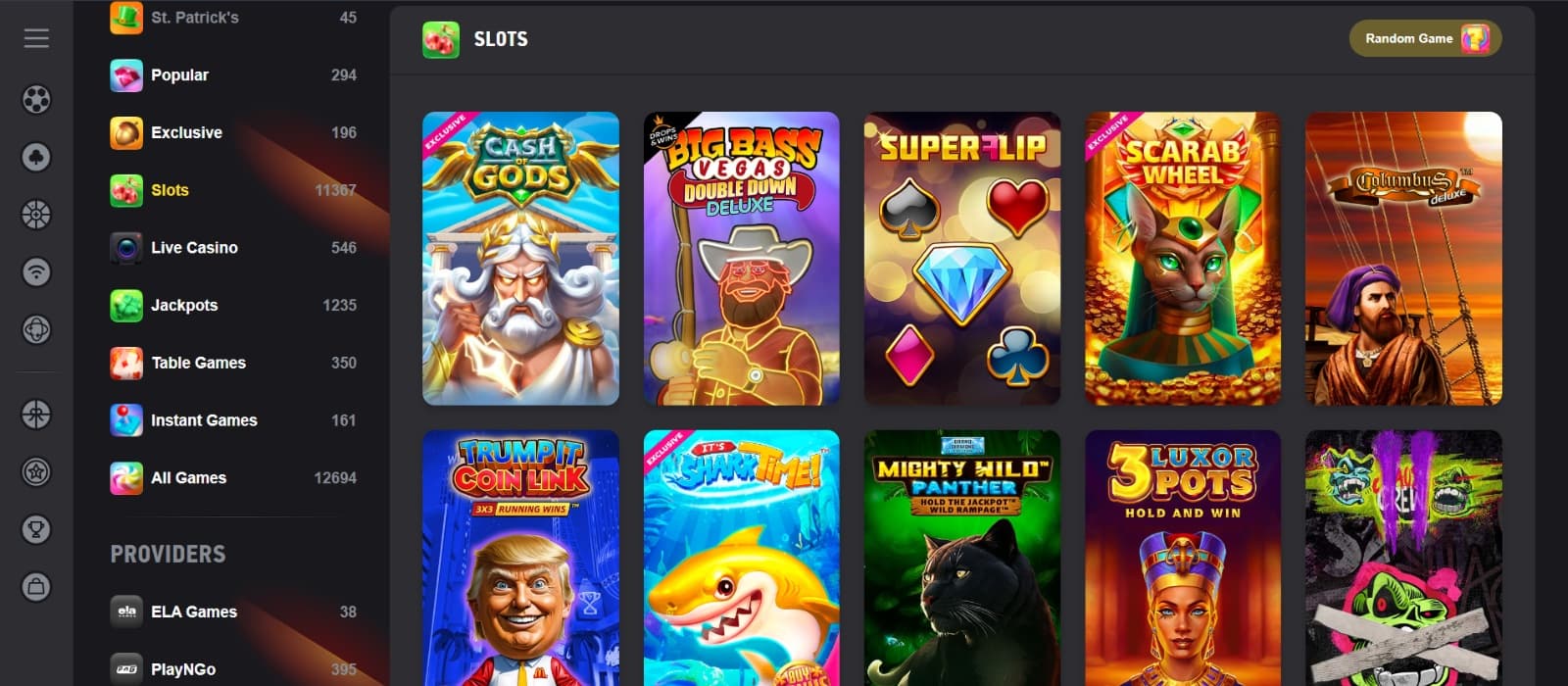 FEZbet Casino game page featuring Big Bass Vegas and Cash of Gods