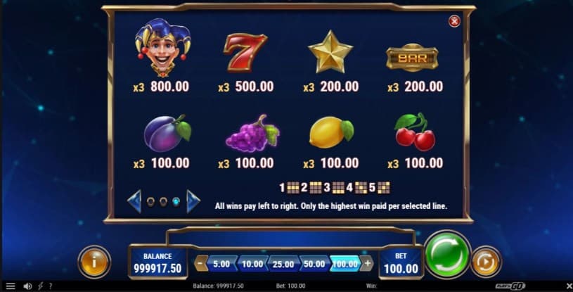 Sticky Joker Slot Paytable