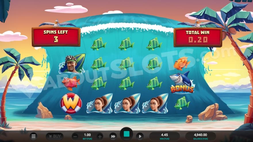 Free Spins bonus game with a wild symbol on the first reel.