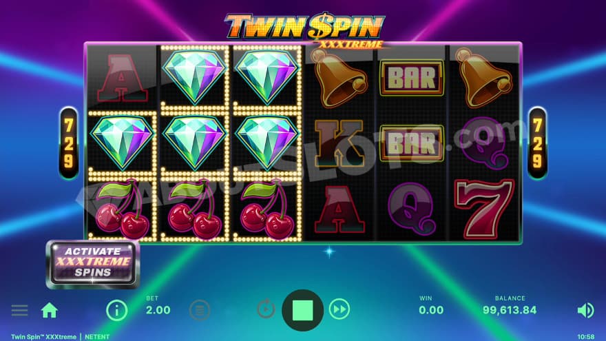 Base game with 3 twin reels active.