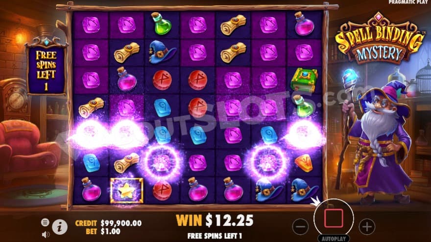 Free Spins bonus game where mystery symbols are being revealed.a