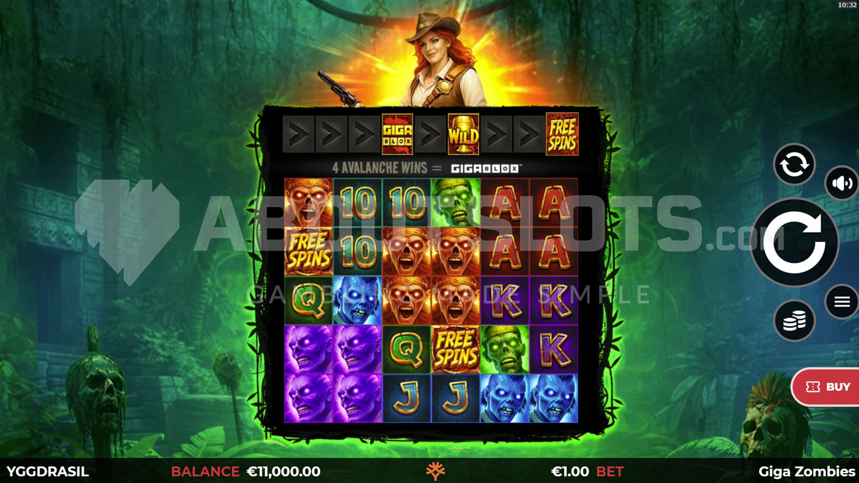 Base Game view of a 6x5 grid on a backdrop of a jungle overgrowing a Mayan temple.