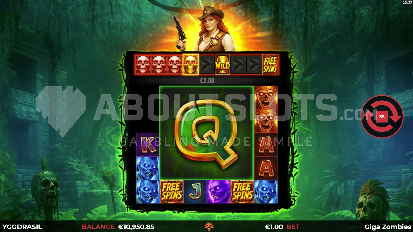 Gigablox symbol trigger in the base game, occupying a 4x4 grid area.