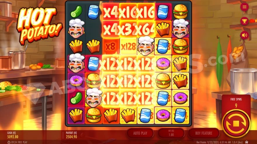 A screenshot from the Free Spins with plenty of multipliers