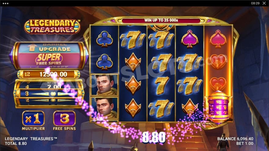 Bonus game with three free spins remaining.