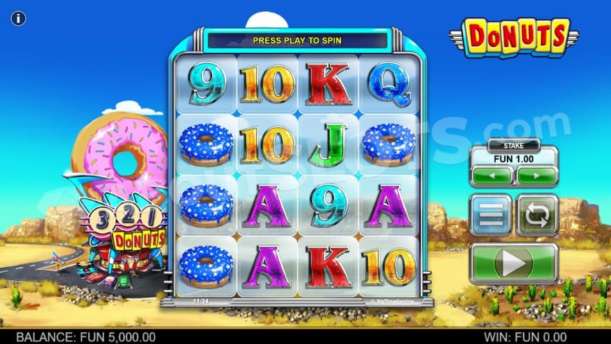 Base game with a huge donut on the left of the reels.