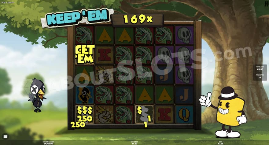 Bonus Game feature with Bob the Bird to the left of the reels.