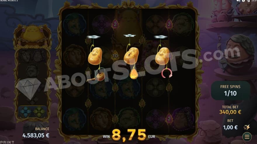 A screenshot from the Sack Feature in the Free Spins